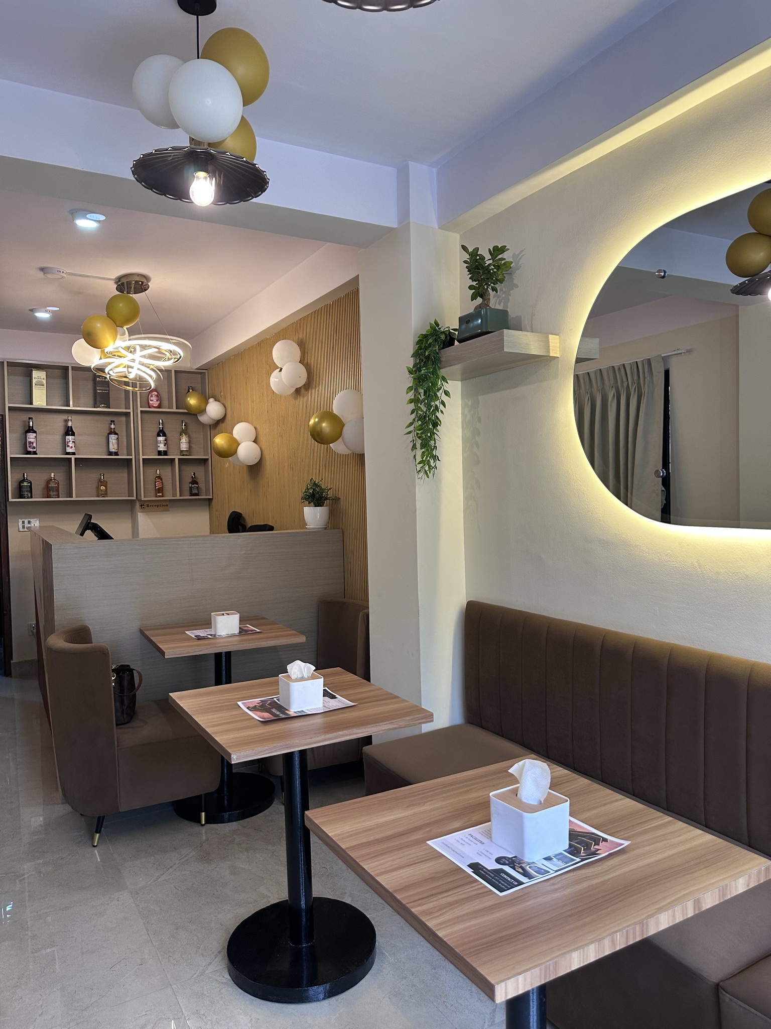 Cafe interior and tables at Zion Hotel
